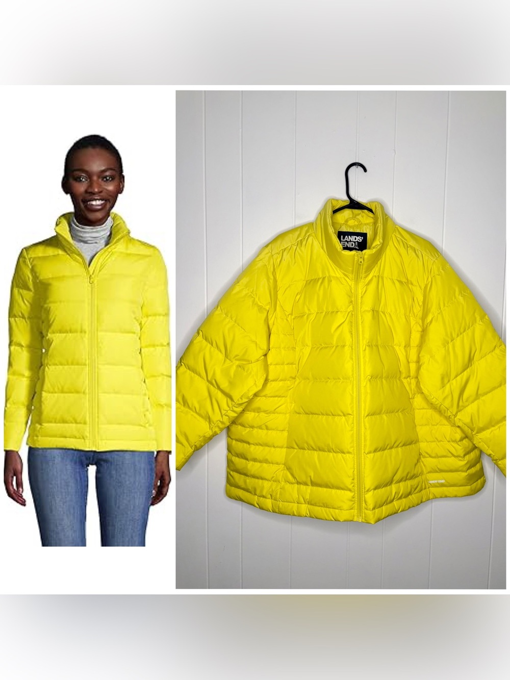 Lands' End Women's 600 Down Winter
Puffer Jacket Coat Yellow Warm Size 3X Plus